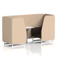 Brixworth 2 Seater Booth With White Legs And White Table With Silver Leg In Synergy Fabric - Affix Panels And Wed Sofa