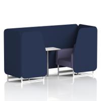 Brixworth 2 Seater Booth With White Legs And White Table With Silver Leg In Synergy Fabric - Alike Panels And Order Sofa