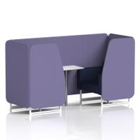 Brixworth 2 Seater Booth With White Legs And White Table With Silver Leg In Synergy Fabric - Order Panels And Alike Sofa