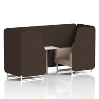 Brixworth 2 Seater Booth With White Legs And White Table With Silver Leg In Synergy Fabric - Wed Panels And Affix Sofa