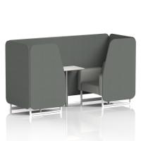Brixworth 2 Seater Booth With White Legs And White Table With Silver Leg In Sumi Fabric - Kobe Panels And Tokyo Sofa