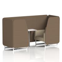 Brixworth 2 Seater Booth With White Legs And White Table With Silver Leg In Sumi Fabric - Osaka Panels And Zen Sofa