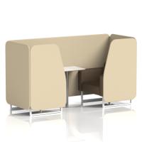 Brixworth 2 Seater Booth With White Legs And White Table With Silver Leg In Sumi Fabric - Zen Panels And Osaka Sofa