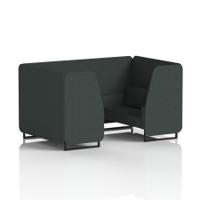 Brixworth 4 Seater Booth With Black Legs In Rivet Fabric - Charcoal Panels And Sofa