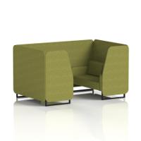 Brixworth 4 Seater Booth With Black Legs In Rivet Fabric - Olive Panels And Sofa