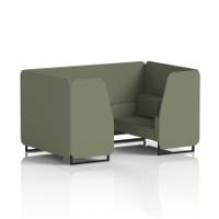 Brixworth 4 Seater Booth With Black Legs In Main Line Flax Fabric - Monument Panels And Sofa