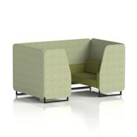 Brixworth 4 Seater Booth With Black Legs In Rivet Fabric - Burnish Panels And Olive Sofa