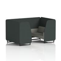 Brixworth 4 Seater Booth With Black Legs In Rivet Fabric - Charcoal Panels And Vitreous Sofa