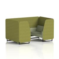 Brixworth 4 Seater Booth With Black Legs In Rivet Fabric - Olive Panels And Burnish Sofa