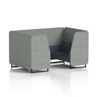 Brixworth 4 Seater Booth With Black Legs In Rivet Fabric - Prime Panels And Crucible Sofa