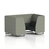 Brixworth 4 Seater Booth With Black Legs In Rivet Fabric - Vitreous Panels And Charcoal Sofa