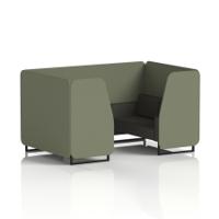 Brixworth 4 Seater Booth With Black Legs In Main Line Flax Fabric - Monument Panels And Temple Sofa