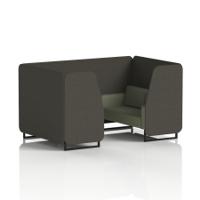 Brixworth 4 Seater Booth With Black Legs In Main Line Flax Fabric - Temple Panels And Monument Sofa
