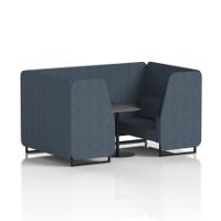 Brixworth 4 Seater Booth With Black Legs And Black Table With Black Leg In Rivet Fabric - Crucible Panels And Sofa
