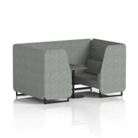 Brixworth 4 Seater Booth With Black Legs And Black Table With Black Leg In Rivet Fabric - Prime Panels And Sofa