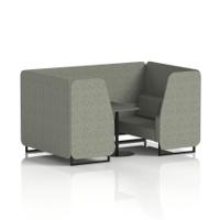 Brixworth 4 Seater Booth With Black Legs And Black Table With Black Leg In Rivet Fabric - Vitreous Panels And Sofa
