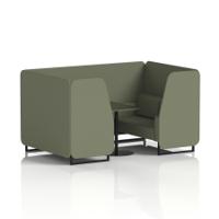 Brixworth 4 Seater Booth With Black Legs And Black Table With Black Leg In Main Line Flax Fabric - Monument Panels And Sofa