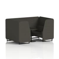 Brixworth 4 Seater Booth With Black Legs And Black Table With Black Leg In Main Line Flax Fabric - Temple Panels And Sofa