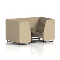 Brixworth 4 Seater Booth With Black Legs And Black Table With Black Leg In Main Line Flax Fabric - Upminster Panels And Sofa