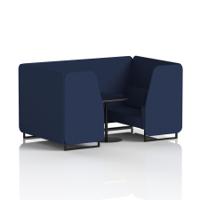 Brixworth 4 Seater Booth With Black Legs And Black Table With Black Leg In Synergy Fabric - Alike Panels And Sofa
