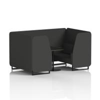 Brixworth 4 Seater Booth With Black Legs And Black Table With Black Leg In Synergy Fabric - Mix Panels And Sofa