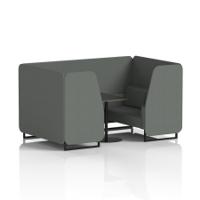 Brixworth 4 Seater Booth With Black Legs And Black Table With Black Leg In Sumi Fabric - Kobe Panels And Sofa