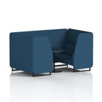 Brixworth 4 Seater Booth With Black Legs And Black Table With Black Leg In Sumi Fabric - Uto Panels And Sofa