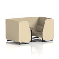 Brixworth 4 Seater Booth With Black Legs And Black Table With Black Leg In Sumi Fabric - Zen Panels And Sofa