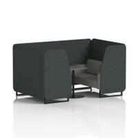 Brixworth 4 Seater Booth With Black Legs And Black Table With Black Leg In Rivet Fabric - Charcoal Panels And Vitreous Sofa