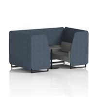 Brixworth 4 Seater Booth With Black Legs And Black Table With Black Leg In Rivet Fabric - Crucible Panels And Prime Sofa