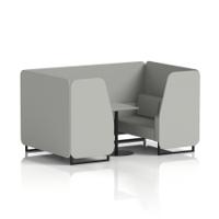 Brixworth 4 Seater Booth With Black Legs And Grey Table With Black Leg In Sumi Fabric - Tokyo Panels And Sofa