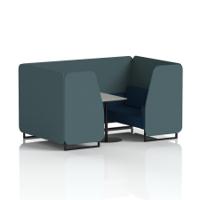 Brixworth 4 Seater Booth With Black Legs And Grey Table With Black Leg In X2 Fabric - Polygon Panels And Calculus Sofa
