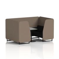 Brixworth 4 Seater Booth With Black Legs And Grey Table With Black Leg In X2 Fabric - Theory Panels And Diameter Sofa