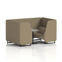 Brixworth 4 Seater Booth With Black Legs And Grey Table With Black Leg In Main Line Flax Fabric - Bank Panels And Upminster Sofa
