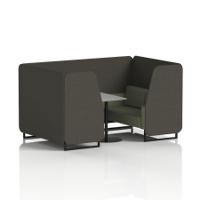 Brixworth 4 Seater Booth With Black Legs And Grey Table With Black Leg In Main Line Flax Fabric - Temple Panels And Monument Sofa