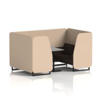 Brixworth 4 Seater Booth With Black Legs And Grey Table With Black Leg In Synergy Fabric - Affix Panels And Wed Sofa