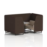 Brixworth 4 Seater Booth With Black Legs And Grey Table With Black Leg In Synergy Fabric - Wed Panels And Affix Sofa