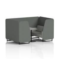 Brixworth 4 Seater Booth With Black Legs And Grey Table With Black Leg In Sumi Fabric - Kobe Panels And Tokyo Sofa