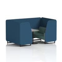 Brixworth 4 Seater Booth With Black Legs And Grey Table With Black Leg In Sumi Fabric - Uto Panels And Handa Sofa