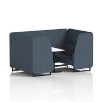Brixworth 4 Seater Booth With Black Legs And White Table With Black Leg In Rivet Fabric - Crucible Panels And Sofa