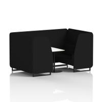 Brixworth 4 Seater Booth With Black Legs And White Table With Black Leg In X2 Fabric - Diameter Panels And Sofa