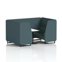 Brixworth 4 Seater Booth With Black Legs And White Table With Black Leg In X2 Fabric - Polygon Panels And Sofa