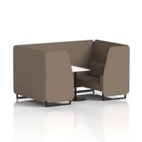 Brixworth 4 Seater Booth With Black Legs And White Table With Black Leg In X2 Fabric - Theory Panels And Sofa