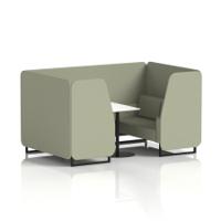 Brixworth 4 Seater Booth With Black Legs And White Table With Black Leg In Main Line Flax Fabric - Newbury Panels And Sofa