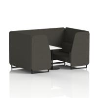 Brixworth 4 Seater Booth With Black Legs And White Table With Black Leg In Main Line Flax Fabric - Temple Panels And Sofa