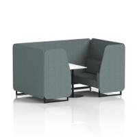 Brixworth 4 Seater Booth With Black Legs And White Table With Black Leg In Main Line Flax Fabric - Westminster Panels And Sofa