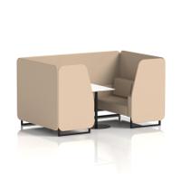 Brixworth 4 Seater Booth With Black Legs And White Table With Black Leg In Synergy Fabric - Affix Panels And Sofa