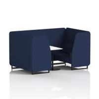 Brixworth 4 Seater Booth With Black Legs And White Table With Black Leg In Synergy Fabric - Alike Panels And Sofa