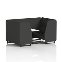 Brixworth 4 Seater Booth With Black Legs And White Table With Black Leg In Synergy Fabric - Mix Panels And Sofa