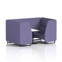 Brixworth 4 Seater Booth With Black Legs And White Table With Black Leg In Synergy Fabric - Order Panels And Sofa